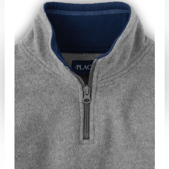 Boys Fleece Half-Zip Pull-Over Sweater - Grey - Picture 4 of 7